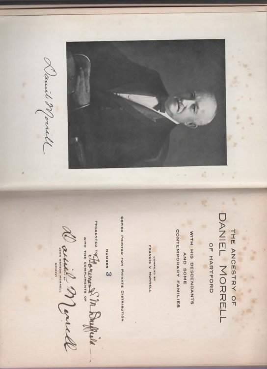 THE ANCESTORY OF DANIEL MORRELL OF HARTFORD WITH HIS DECENDANTS AND SOME CONTEMPORARY FAMILIES.