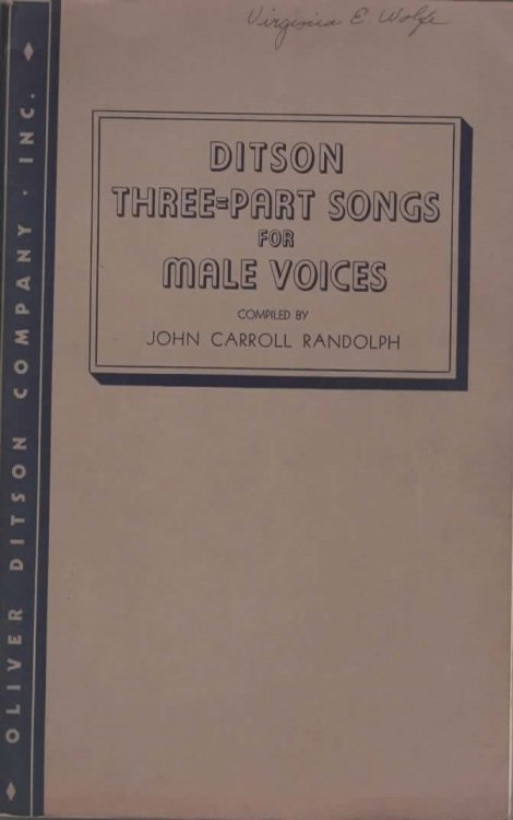 DITSON THREE-PART SONGS FOR MALE VOICES.