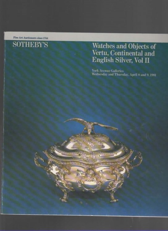 WATCHES AND OBJECTS OF VERTU, CONTINENTAL AND ENGLISH SILVER, VOL II