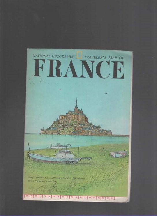 NATIONAL GEOGRAPHIC TRAVELER'S MAP OF FRANCE, 1971