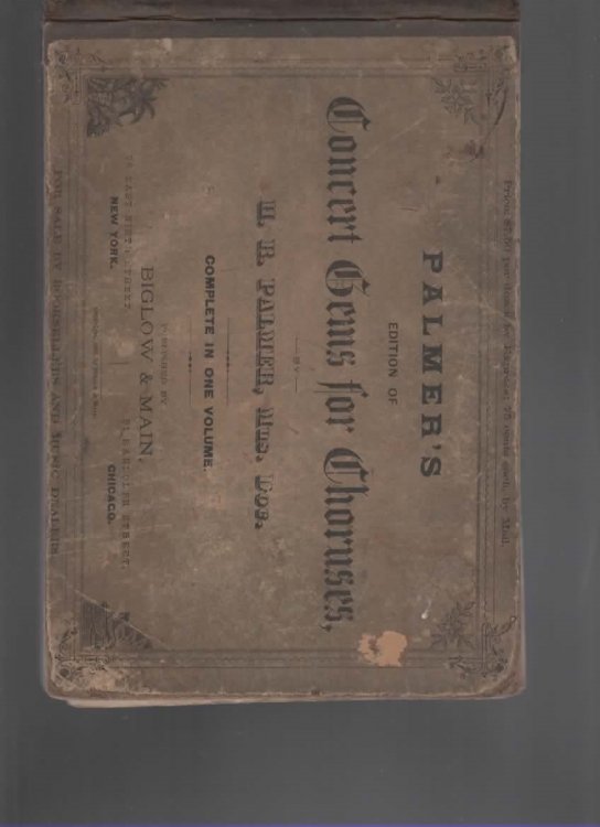 PALMER'S EDITION OF CONCERT GEMS FOR CHORUSES Complete in One Volume