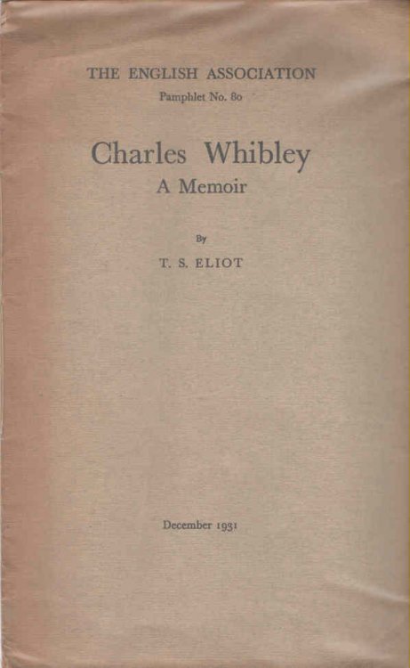 Charles Whibley - A Memoir The English Association Pamphlet No. 80