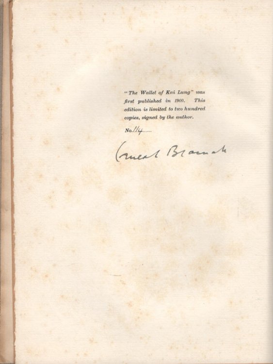 The Wallet of Kai Lung: signed copy