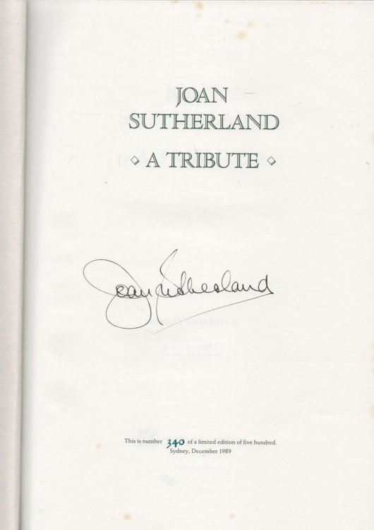 Joan Sutherland - signed limited edition A Tribute