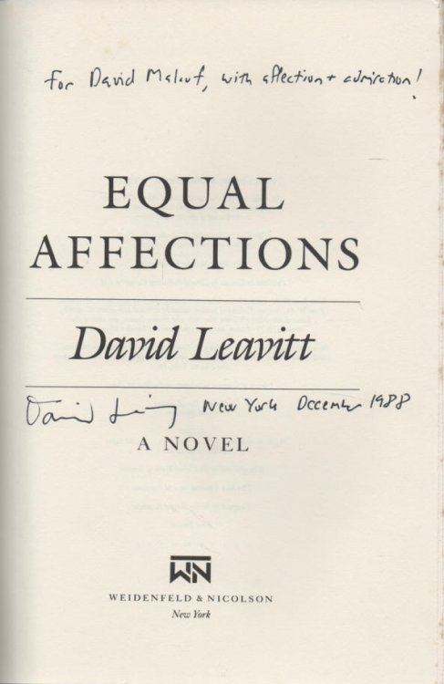 Equal Affections - inscribed to David Malouf