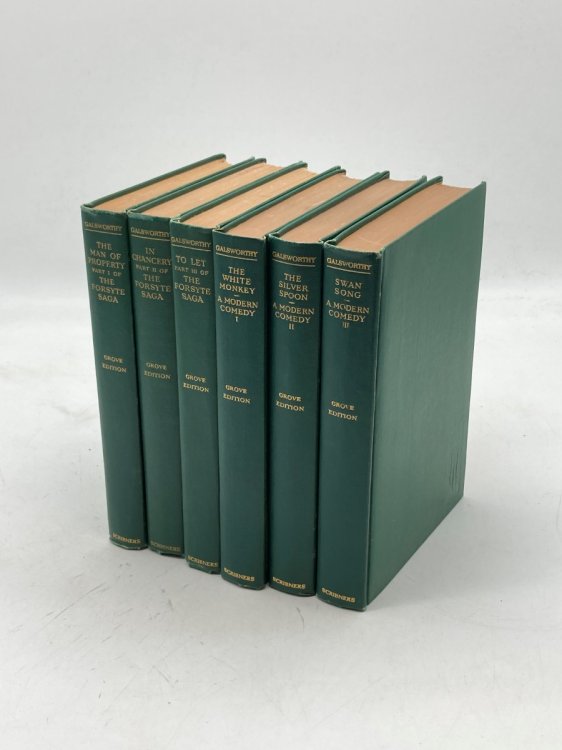 6 Matching John Galsworthy Vintage Hardcovers 1930s A Modern Comedy (1, 2, and 3) ; and Forsyte Saga (1, 2, and 3)