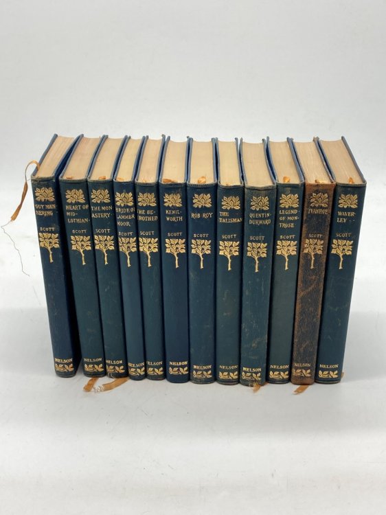 12 Matching Blue Sir Walter Scott Hardcovers Vintage 1920s