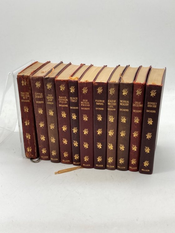 11 Matching Red Charles Dickens Vintage Hardcovers