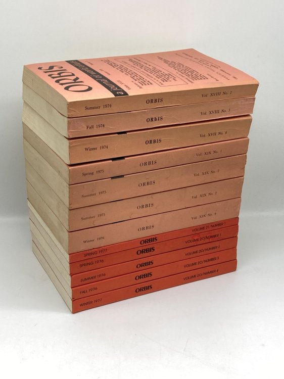 Orbis Quarterly Journal 12 Issues (1974 through 1977, incomplete) A Journal of World Affairs
