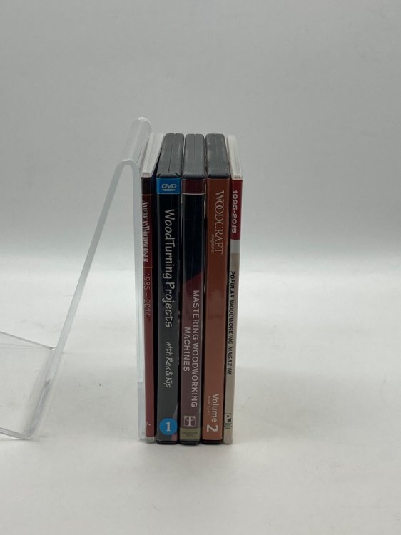 Bundle of 5 Woodworking Dvds Lot American Woodworker 30 Years in 1 Disc; Woodturning Projects with Rex & Kip; Mastering Woodworking Machines; Popular Woodworking Magazine Issues 1995 through 2015; and Woodcraft Magazine Volume 2 (Issues 32-61)