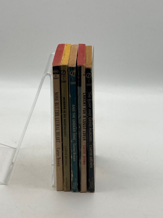 5 Carter Brown Erotica Mystery Series Paperbacks None but the Lethal Heart; Murder is so Nostalgic; and the Undead Sing; Lament for a Lousy Love; the Bump and Grind Murders