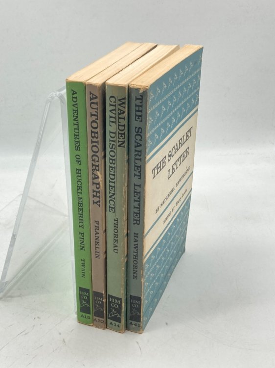 4 Riverside Edition Classics Matching Vintage Scarlet Letter; Huckleberry Finn; Ben Franklin's Autobiography; Civil Disobedience