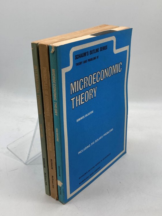 3 Vintage Schaum's Outline Series Theory and Problem Books about Economics Principles of Economics; International Economics; Microeconomics