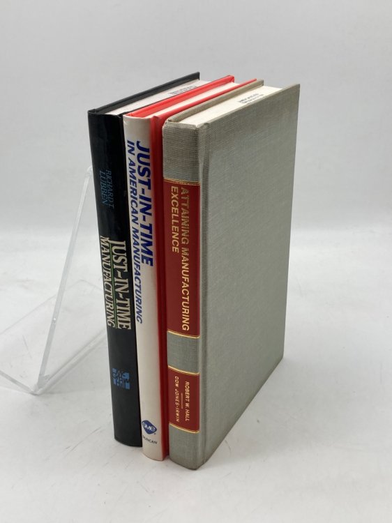 3 Hardcovers about Just-In-Time Manufacturing JIT in American Manufacturing; JIT Manufacturing; Attaining Manufacturing Excellence