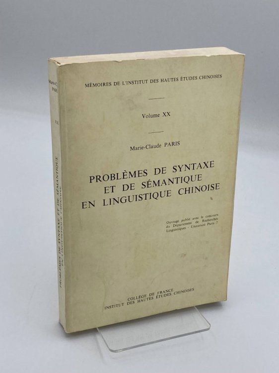 Problmes De Syntaxe Et De Smantique En Linguistique Chinoise