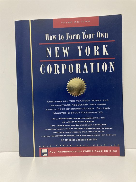 How to Form Your Own New York Corporation; Book W/Disk