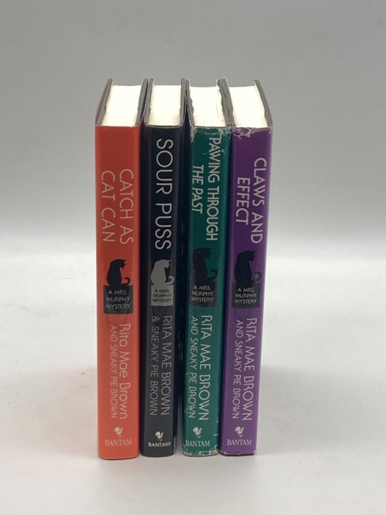 4 Rita Mae Brown & Sneaky Pie Brown Hardcovers Mrs. Murphy Mystery Sour Puss; Pawing through the Past; Claws and Effect; Catch As Cat Can