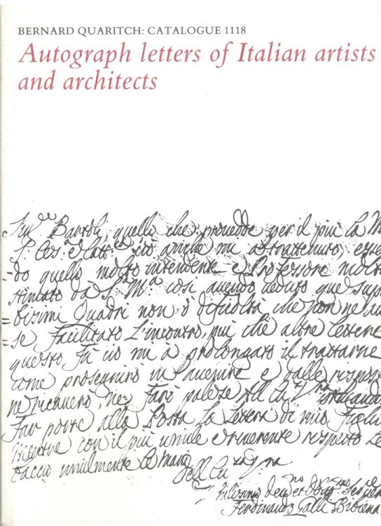 Image for Autograph Letters of Italian Artists and Architects. Catalogue 1118 Autograph Letters of Italian Artists and Architects. Catalogue 1118