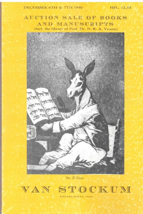 December 6th & 7th 1990. Auction Sale of Books and Manuscripts (Incl. the Library of Prof. Dr. N. R. A. Vroom)