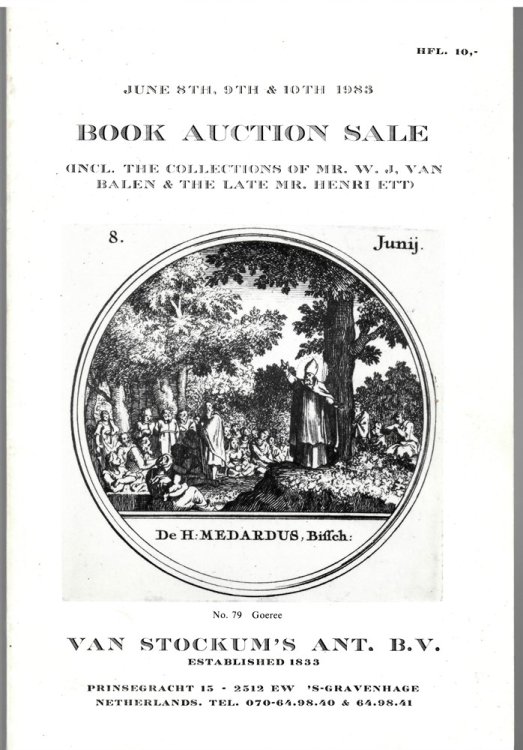 June 8th, 9th & 10th 1983. Book Auction Sale (Incl. the Collections of Mr. W. J. Van Balen & the Late Mr. Henri Ett)