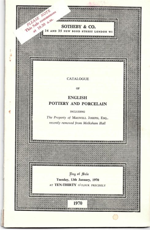 Catalogue of English Pottery and Porcelain a Ralph Wood Fair Hebe Teapot by Voyez . Day of Sale: Tuesday, 13th January. 1970