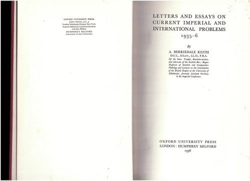 Letters and Essays on Current Imperial and International Problems 1935-6