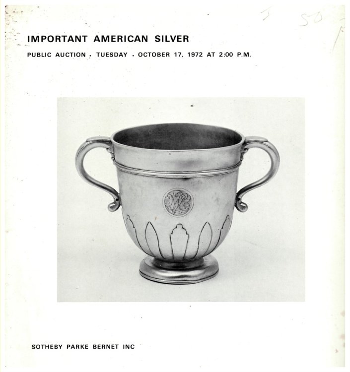 Important American Silver. Public Auction. Tuesday, October 17, 1972