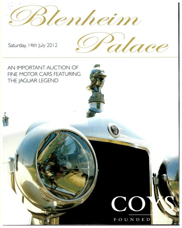 Blenheim Palace. an Important Auction of Historic Collectors Motorcars Including the Jaguar Legend Collection. Saturday, 14th July 2012