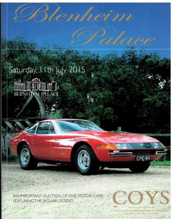 Blenheim Palace. an Important Auction of Historic Collectors Motorcars Including the Jaguar Legend Collection. Saturday, 11th July 2015
