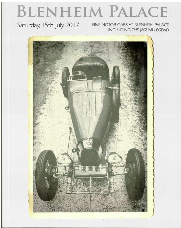 Blenheim Palace. an Important Auction of Historic Collectors Motorcars Including the Jaguar Legend Collection. Saturday, 15th July 2017