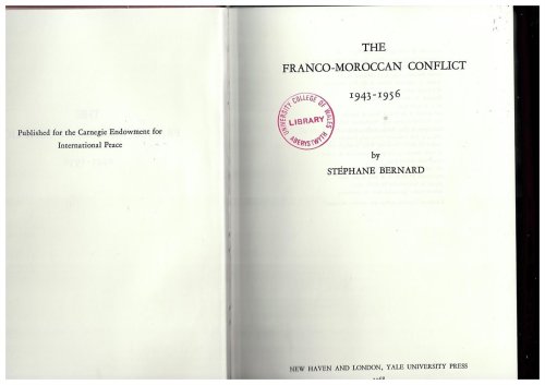 The Franco-Moroccan Conflict 1943-1956
