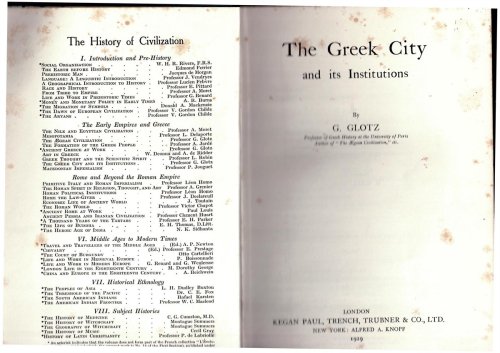 The Greek City and its Institutions (The History of Civilization)