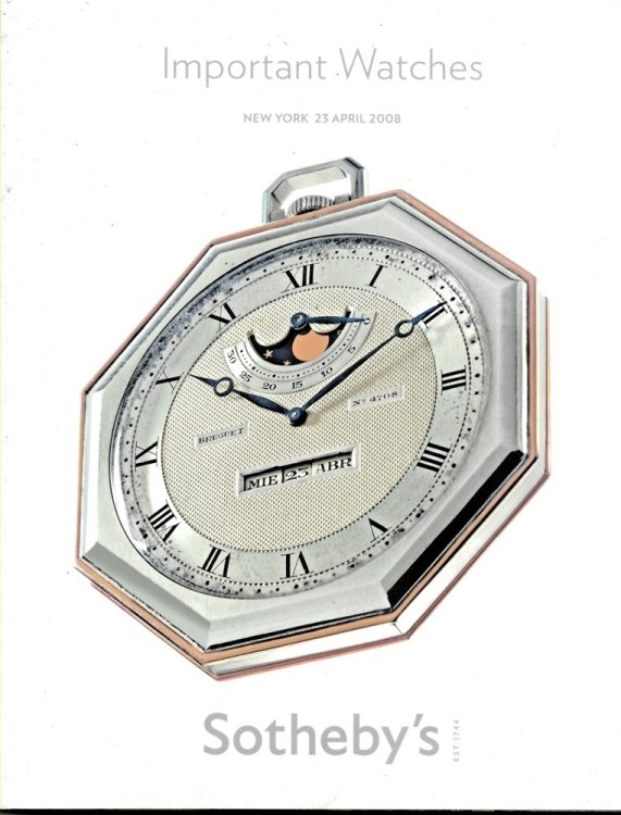 Important Watches. Auction in New York Wednesday 23 April 2008