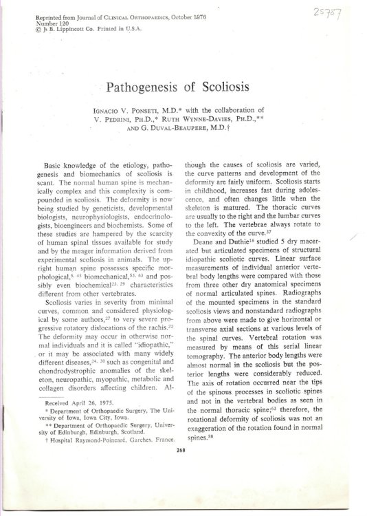 Pathogenesis of Scoliosis. Reprinted from Journal of Clinical Orthopaedics, October 1976. Number 102