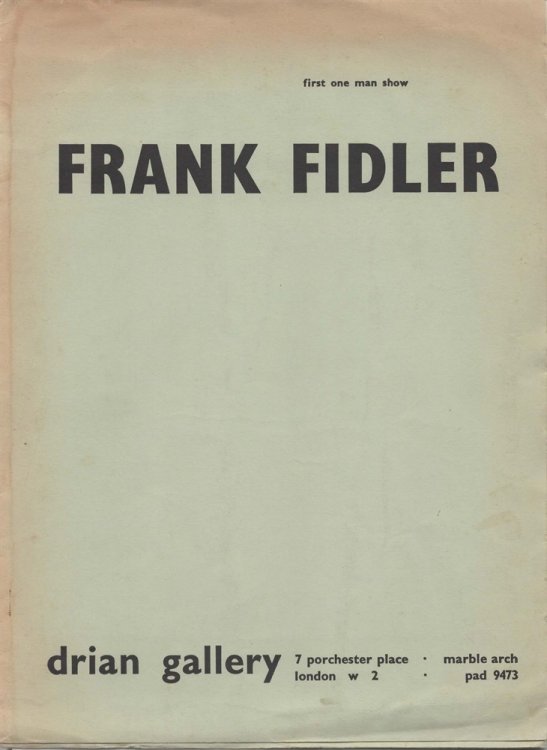 FRANK FIDLER First One Man Show. [ 1958 ]