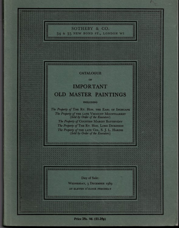 Catalogue of Important Old Master Paintings. 3 December 1969