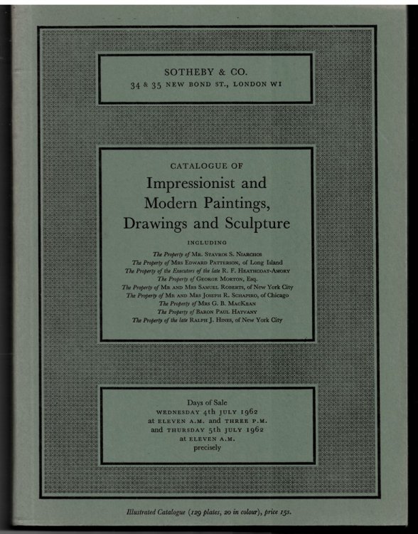 Catalogue of Impressionist and Modern Paintings, Drawings and Sculpture. 4 & 5 July 1962