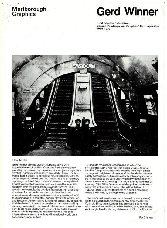 GERD WINNER First London Exhibition Screen Paintings and Graphics Retrospective 1968 - 1973