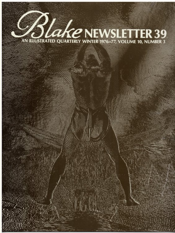 BLAKE NEWSLETTER. 39.AN ILLUSTRATED QUARTERLY. WINTER 1976-77 Volume 10 Number 3