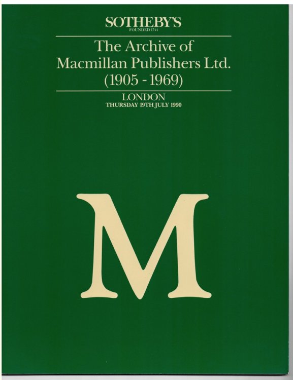 The Archive of MacMillan Publishers Ltd. (1905-1969) . London Thursday 19th July 1990