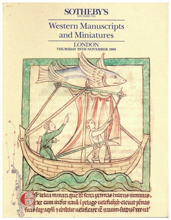 Western Manuscripts and Miniatures. London. Thursday 29th November 1990