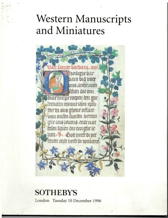 Western Manuscripts and Miniatures. London. Tuesday 10 December 1996