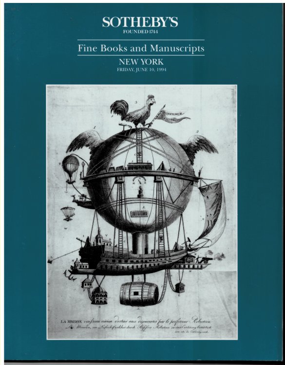 Fine Books and Manuscripts. New York. Friday, June 10, 1994
