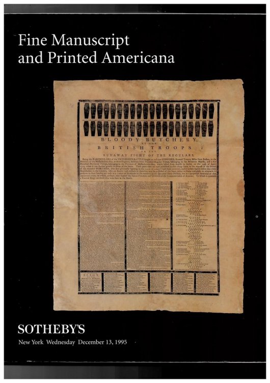Fine Manuscript and Printed Americana New York Wednesday December 13 1995