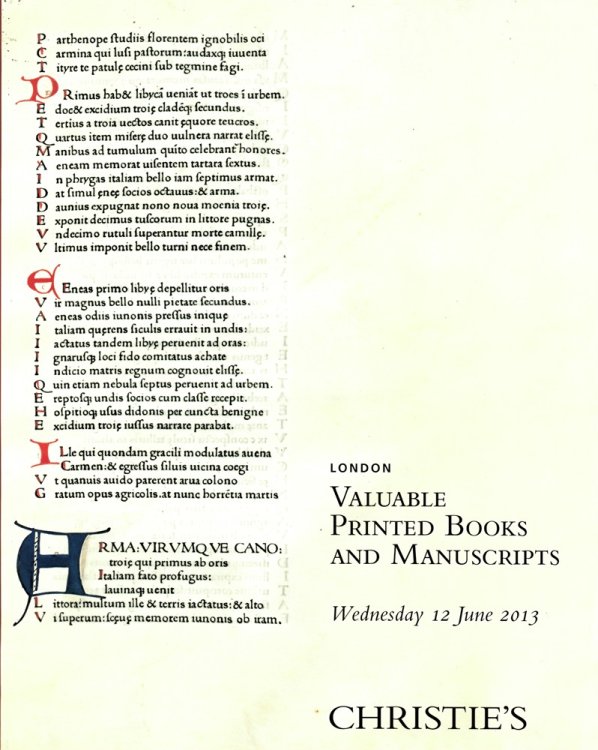 Valuable Printed Books and Manuscripts. London. Wednesday 12 June 2013