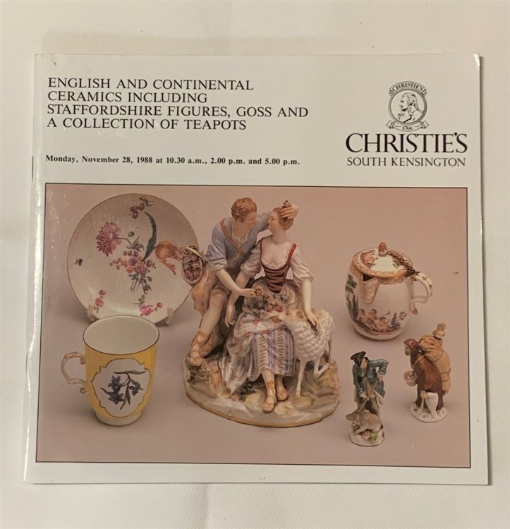 English and Continental Ceramics Including Staffordshire Figures, Goss and a Collection of Teapots. Monday, November 28, 1988