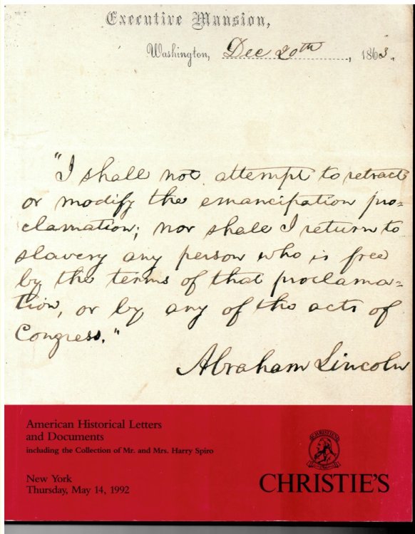 American Historical Letters and Documents Including the Collection of Mr. and Mrs. Harry Spiro