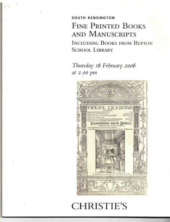 South Kensington. Fine Printed Books and Manuscripts Including Books from Repton School Library. Thursday 16 February 2006
