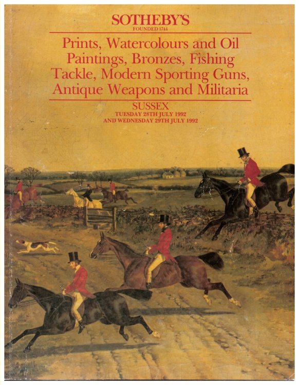 Prints, Watercolours and Oil Paintings, Bronzes, Fishing Tackle, Modern Sporting Guns, Antique Weapons and Militaria. Sussex. Tuesday 28th July 1992 and Wednesday 29th July 1992