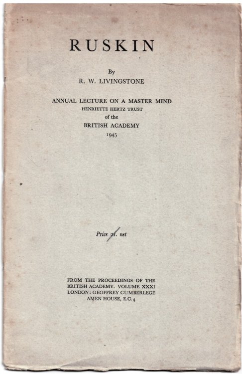 Ruskin: Annual Lecture on a Master Mind
